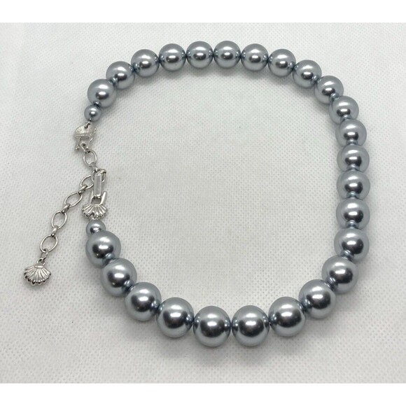 Vintage Richelieu Signed 14mm Blue Faux Pearl Single Strand 16'' - 18'' Necklace - Picture 2 of 8